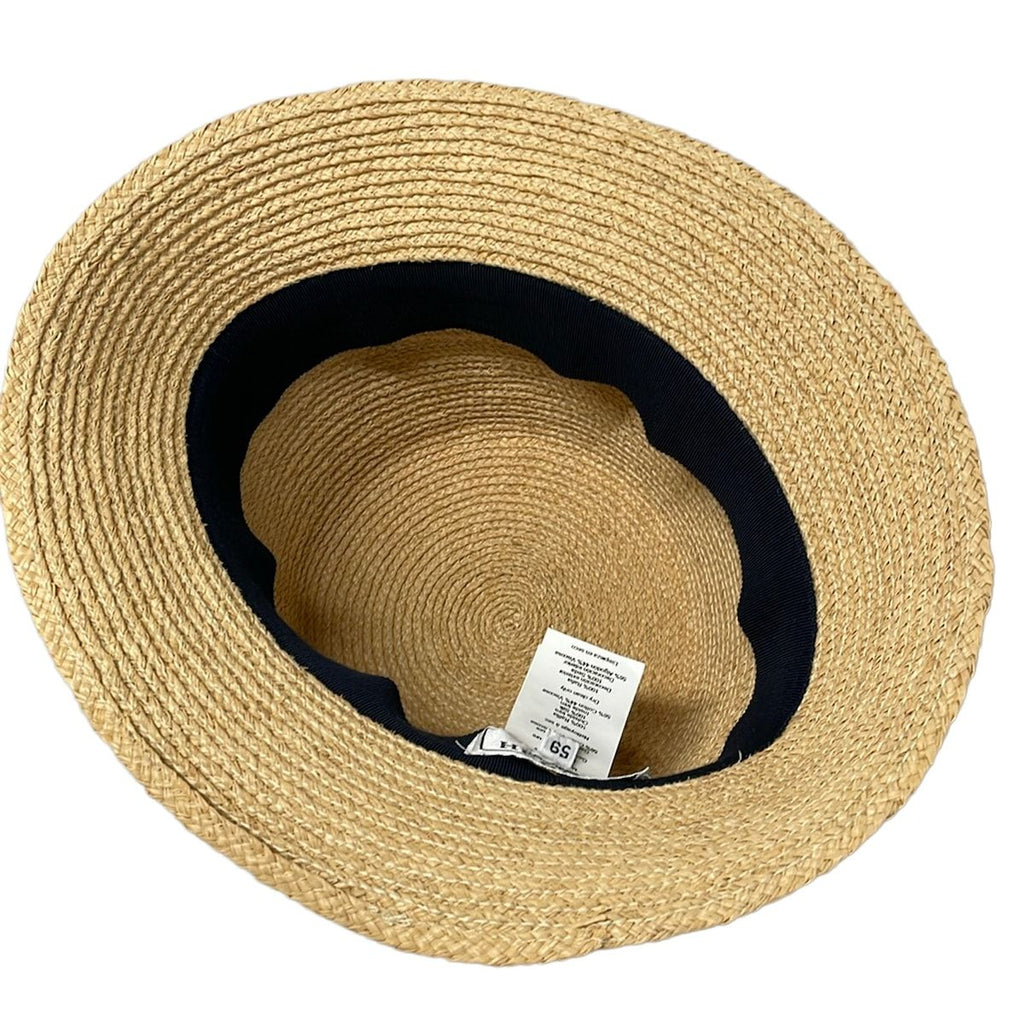 Hermes Hat 59 Beige Navy Light Blue Silk — view 4