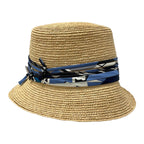 Hermes Hat 59 Beige Navy Light Blue Silk — view 2