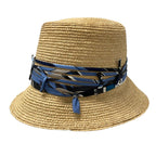 Hermes Hat 59 Beige Navy Light Blue Silk — view 3