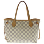 Louis Vuitton Damier Azur Neverfull PM Tote Ivory Brown Leather Gold — view 2