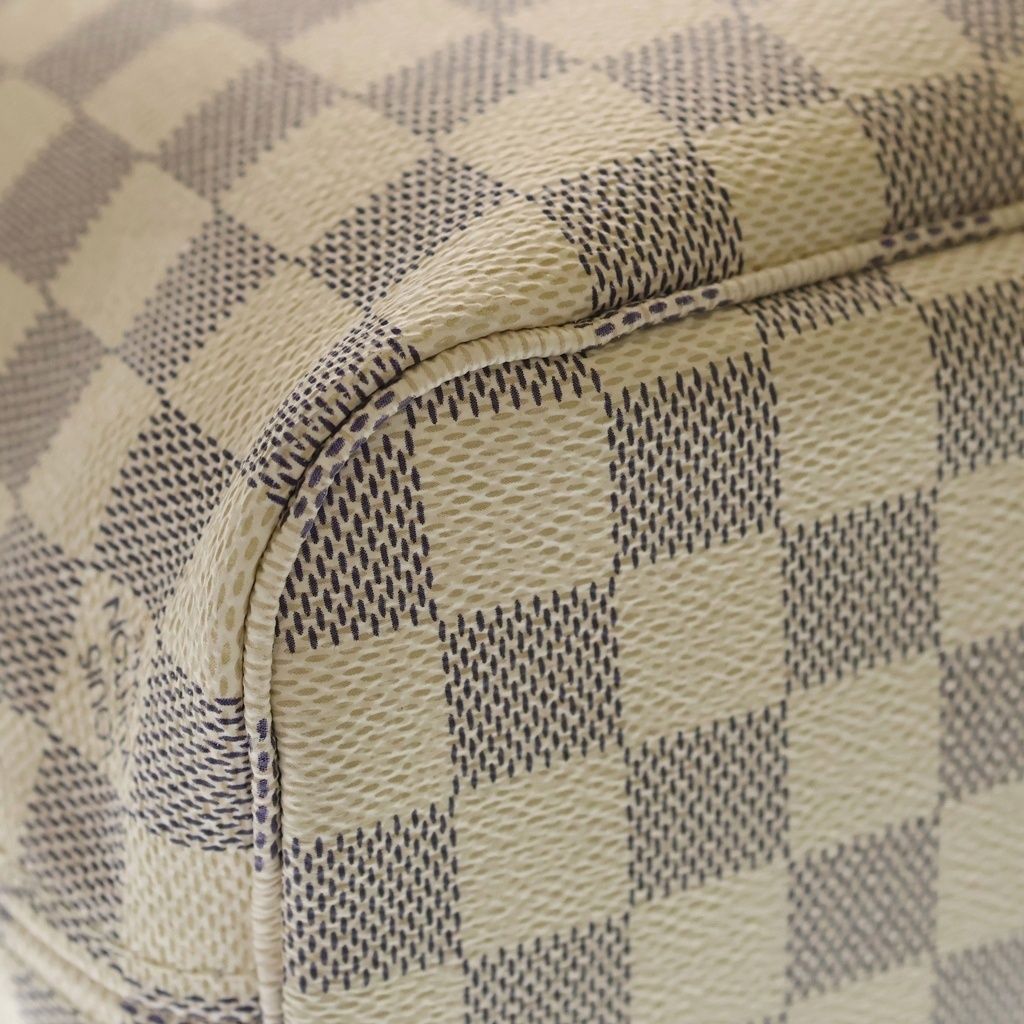 Louis Vuitton Damier Azur Neverfull PM Tote Ivory Brown Leather Gold — view 5