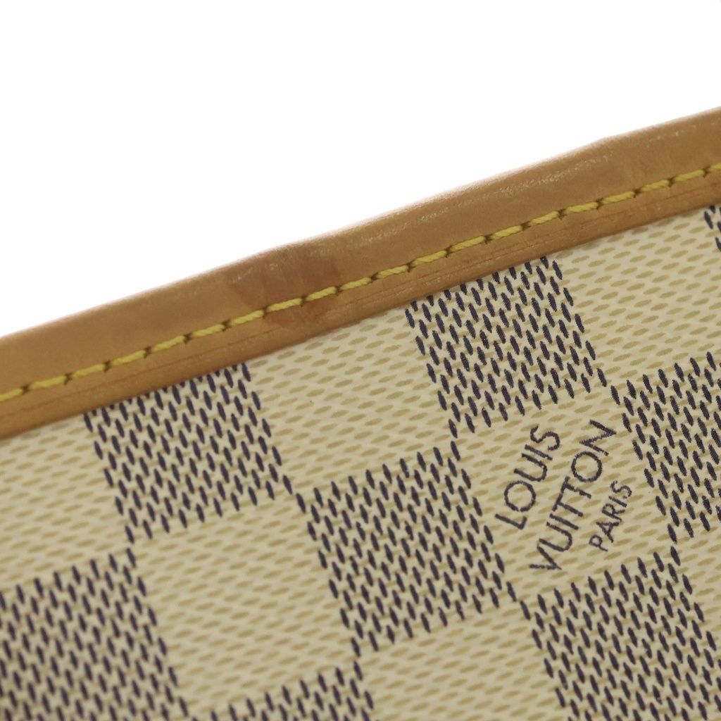 Louis Vuitton Damier Azur Neverfull PM Tote Ivory Brown Leather Gold — view 7