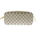 Louis Vuitton Damier Azur Neverfull PM Tote Ivory Brown Leather Gold — view 4