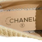 Chanel CC Logo Espadrilles Flat Shoes Beige Black — view 6