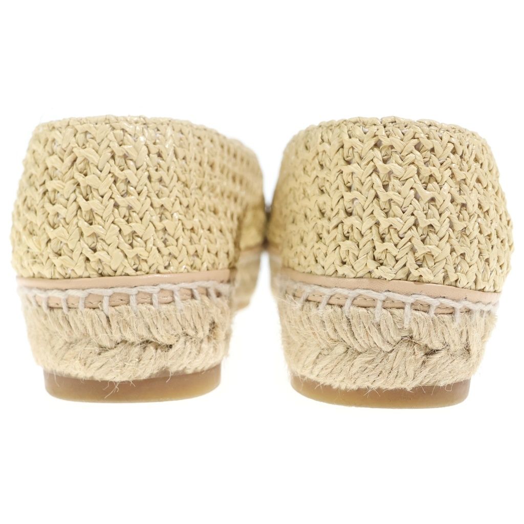 Chanel CC Logo Espadrilles Flat Shoes Beige Black — view 3