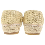 Chanel CC Logo Espadrilles Flat Shoes Beige Black — view 3