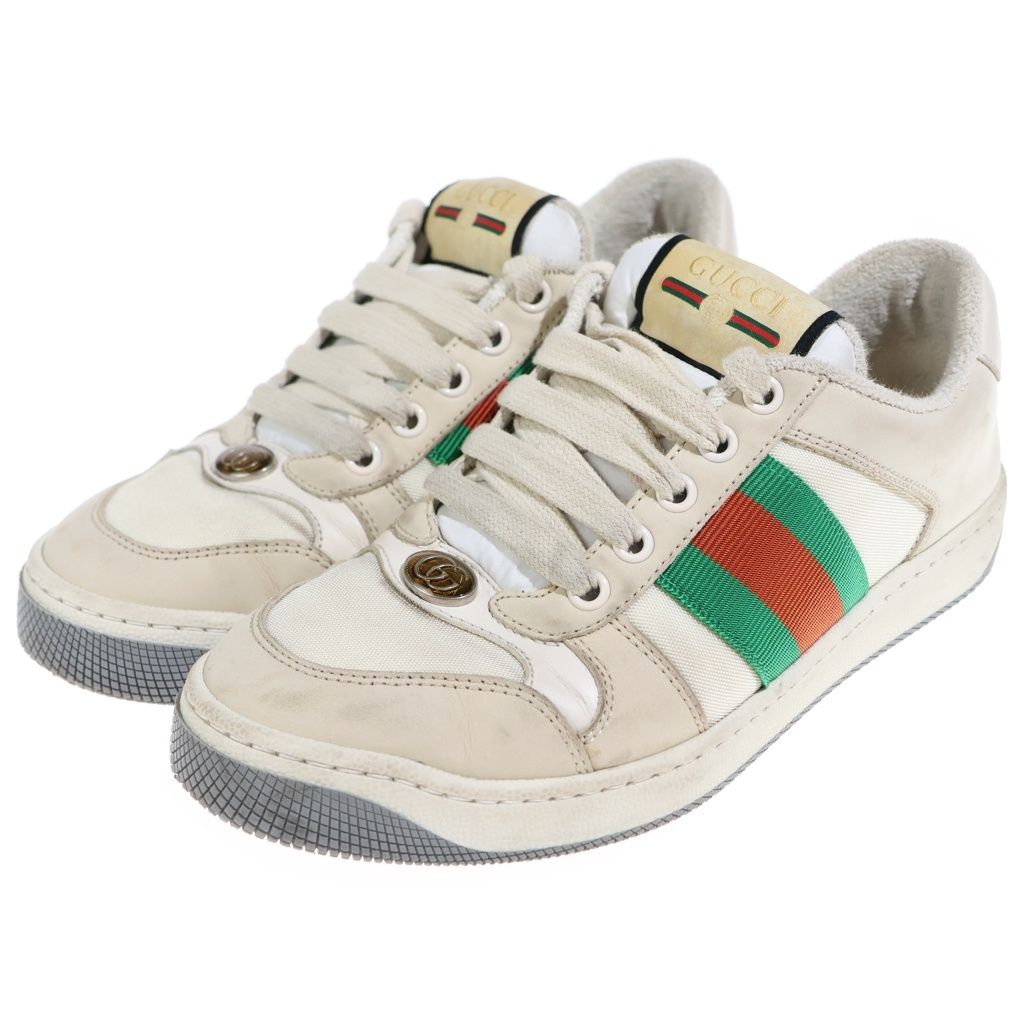 Gucci Screener GG Logo Leather Lace Up Sneakers Beige — view 2
