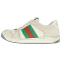 Gucci Screener GG Logo Leather Lace Up Sneakers Beige