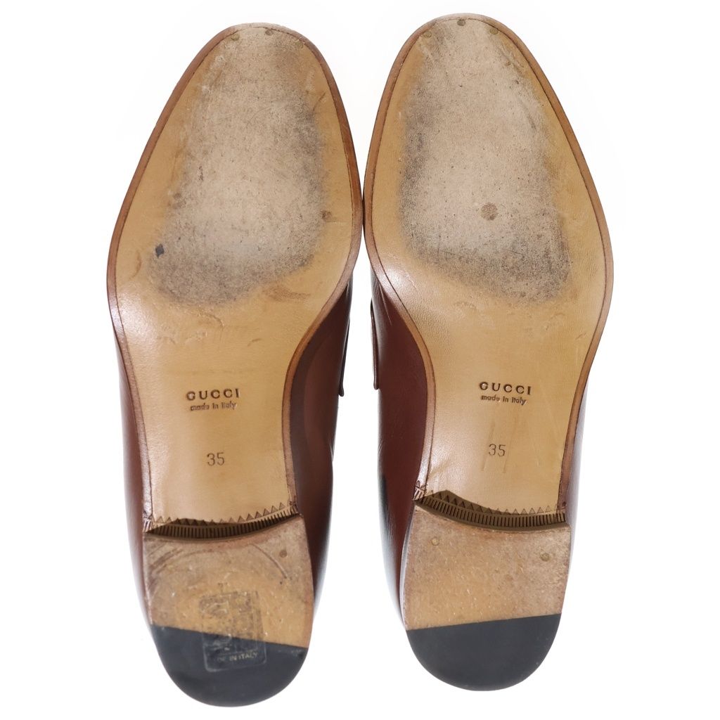 Gucci Interlocking Web Line Leather Tassel Loafers Shoes Brown — view 5