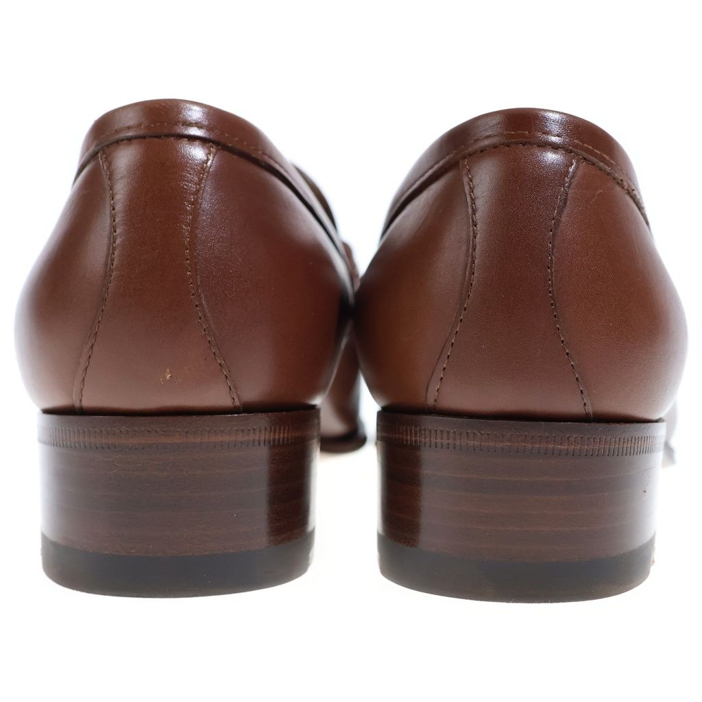 Gucci Interlocking Web Line Leather Tassel Loafers Shoes Brown — view 3
