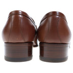 Gucci Interlocking Web Line Leather Tassel Loafers Shoes Brown — view 3