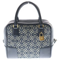 Loewe Anagram Amazona 19 Jacquard Canvas Leather 2-Way Shoulder Bag Black Beige