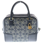 Loewe Anagram Amazona 19 Jacquard Canvas Leather 2-Way Shoulder Bag Black Beige