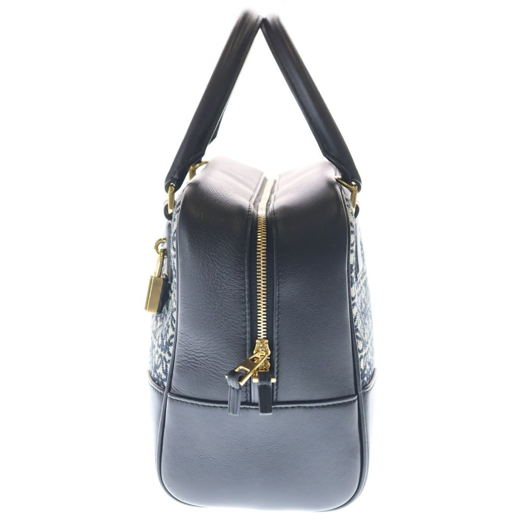 Loewe Anagram Amazona 19 Jacquard Canvas Leather 2-Way Shoulder Bag Black Beige — view 3