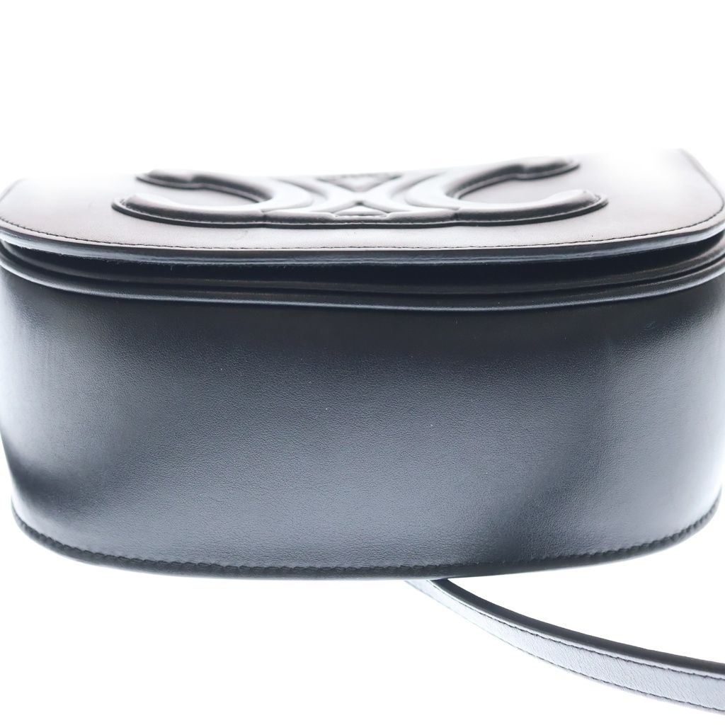 Celine Folco Cuir Triomphe Calf Shoulder Bag Black — view 4
