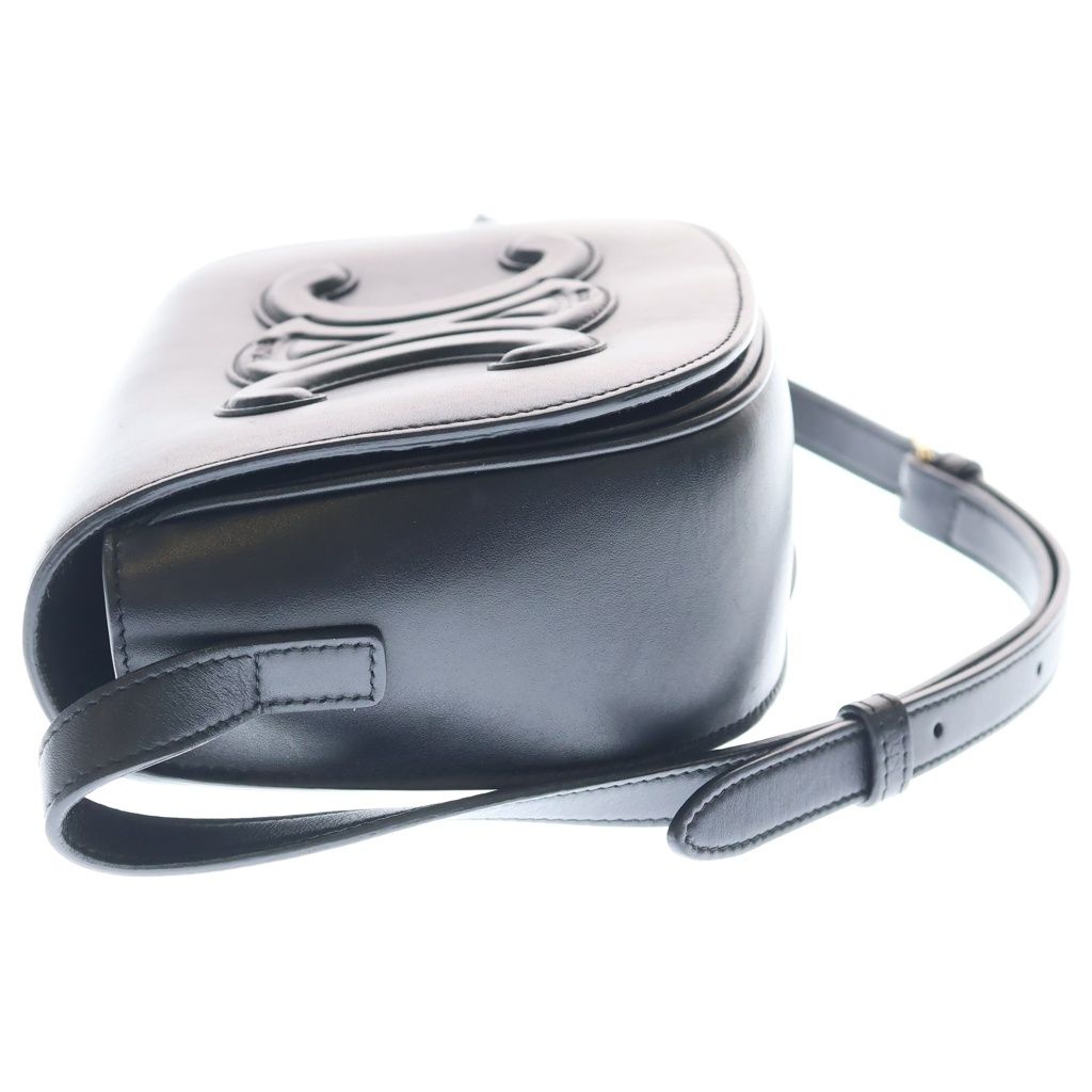 Celine Folco Cuir Triomphe Calf Shoulder Bag Black — view 3