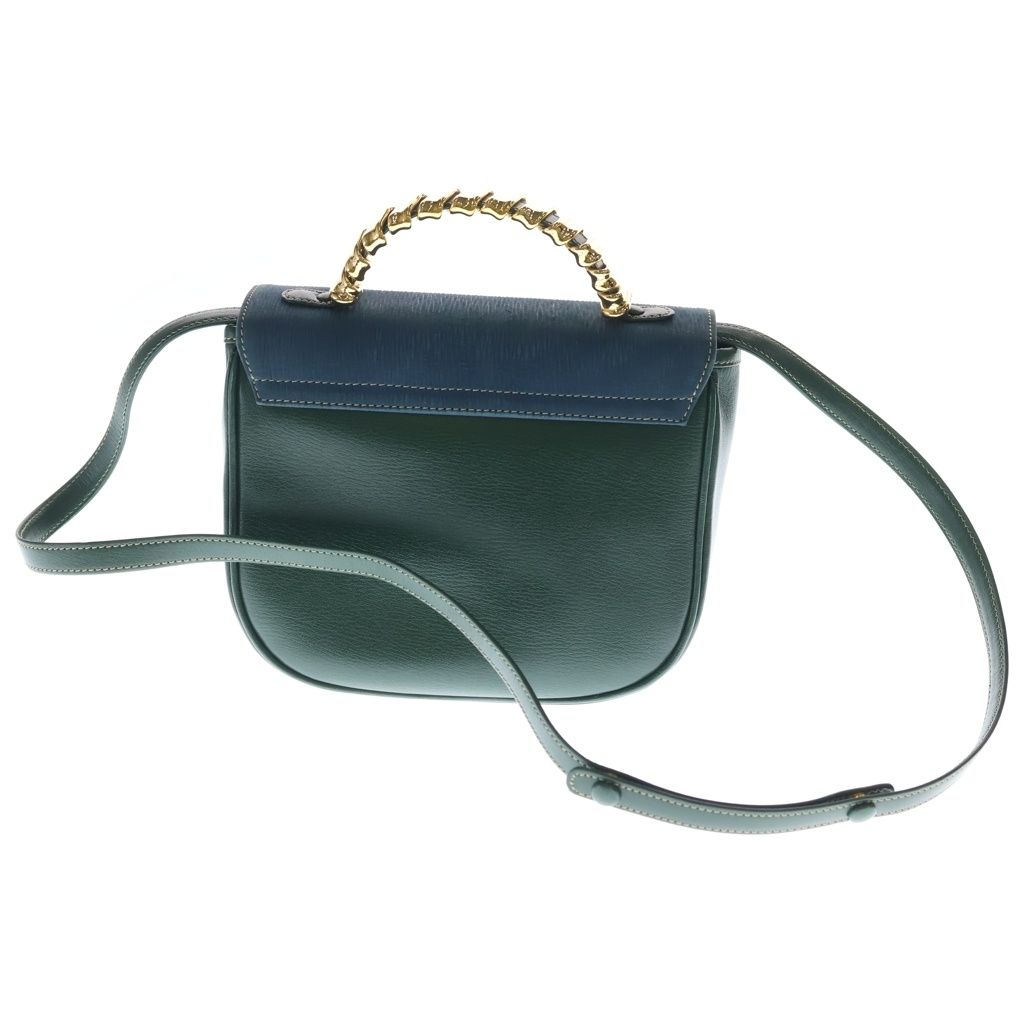 Loewe Velasquez 2-Way Shoulder Bag Blue Green Leather Gold — view 2