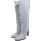 Fendi Plaid Long Boots Gray — view 2