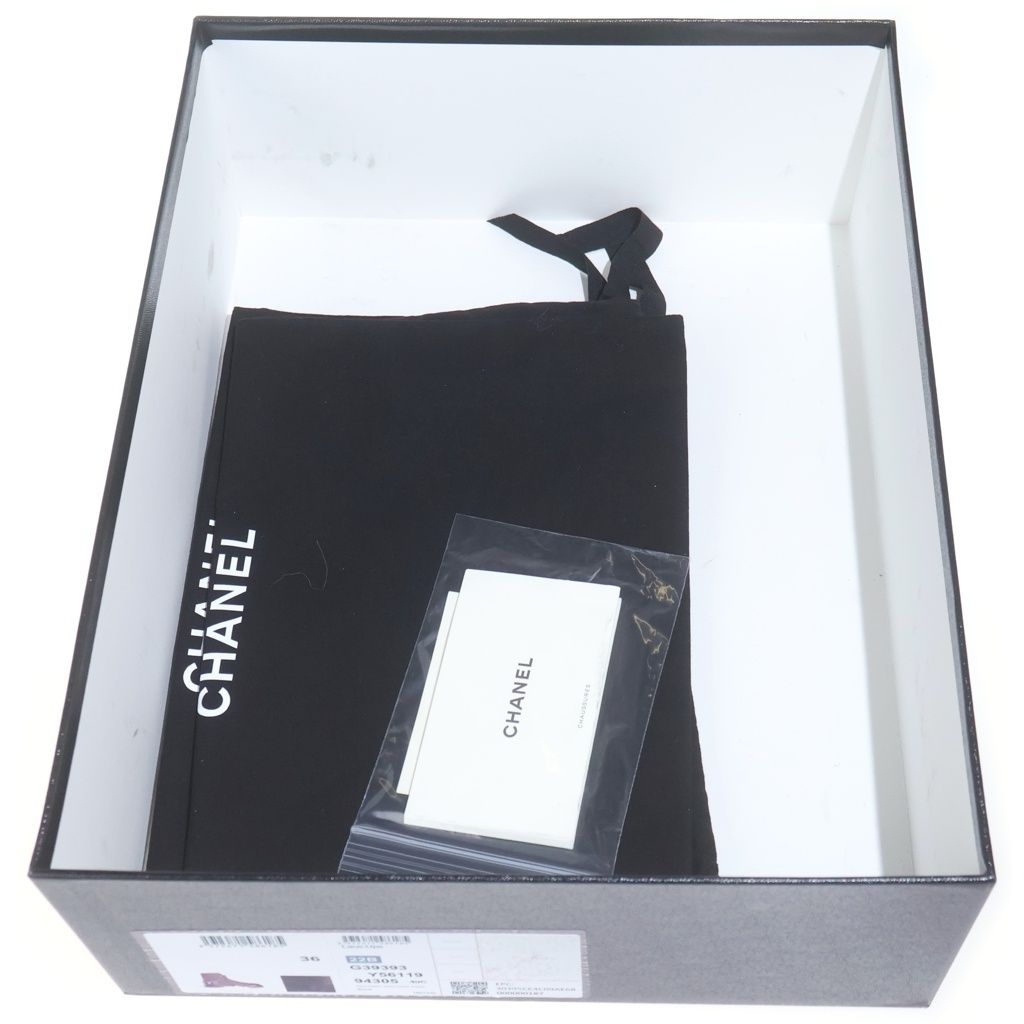 Chanel Quilted CC Logo Leather Lace Up Chain Boots Short 36 Black — view 6