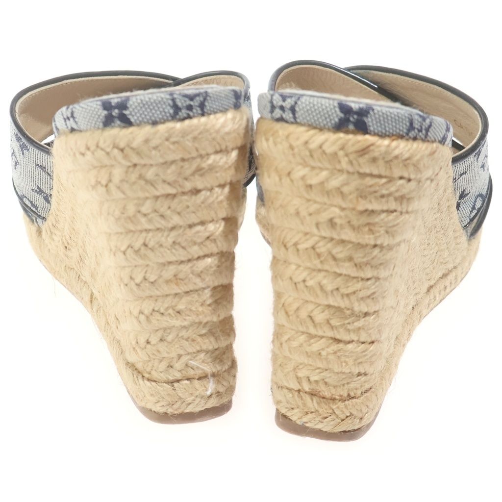 Louis Vuitton Monogram Espadrilles Wedge Sole Sandals Gray Beige — view 3