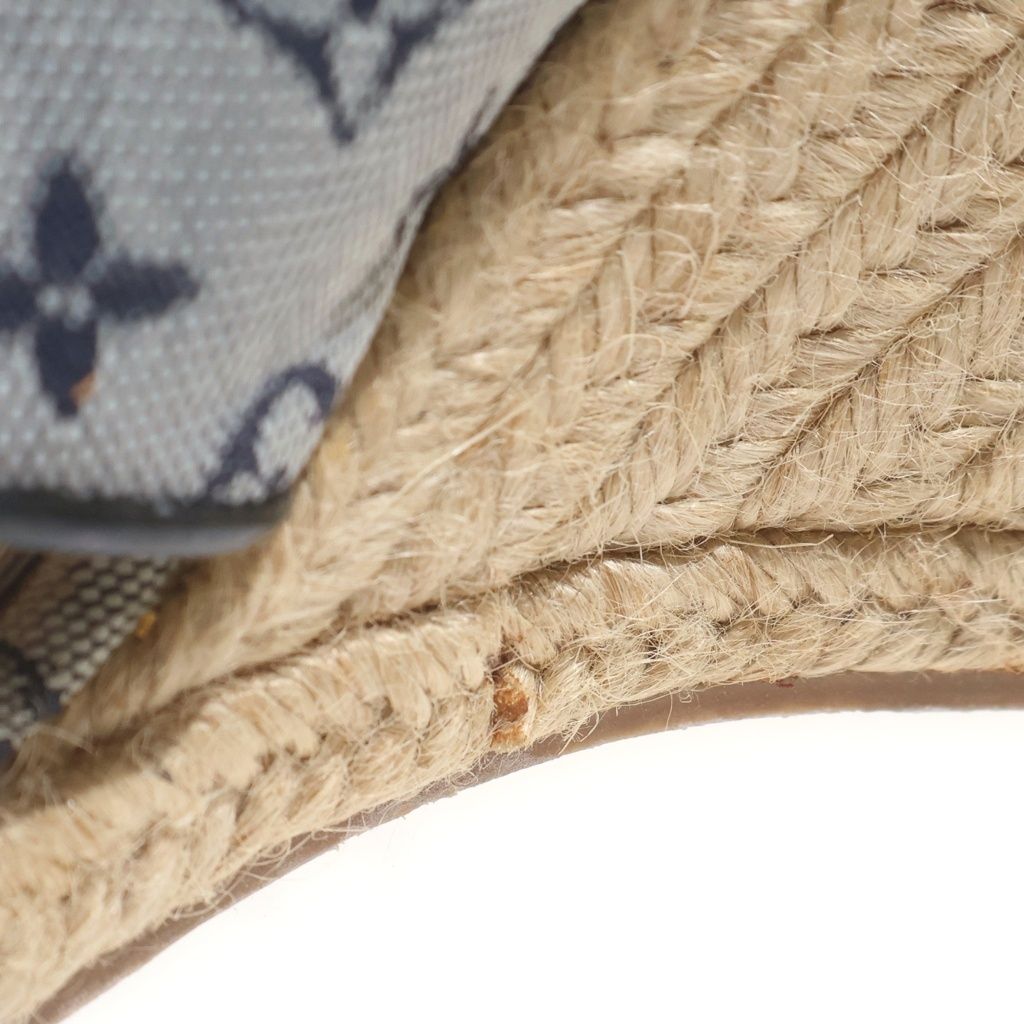 Louis Vuitton Monogram Espadrilles Wedge Sole Sandals Gray Beige — view 6