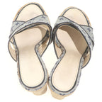 Louis Vuitton Monogram Espadrilles Wedge Sole Sandals Gray Beige — view 4