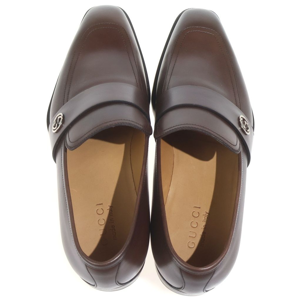 Gucci Interlocking Leather Shoes Loafers Brown — view 4