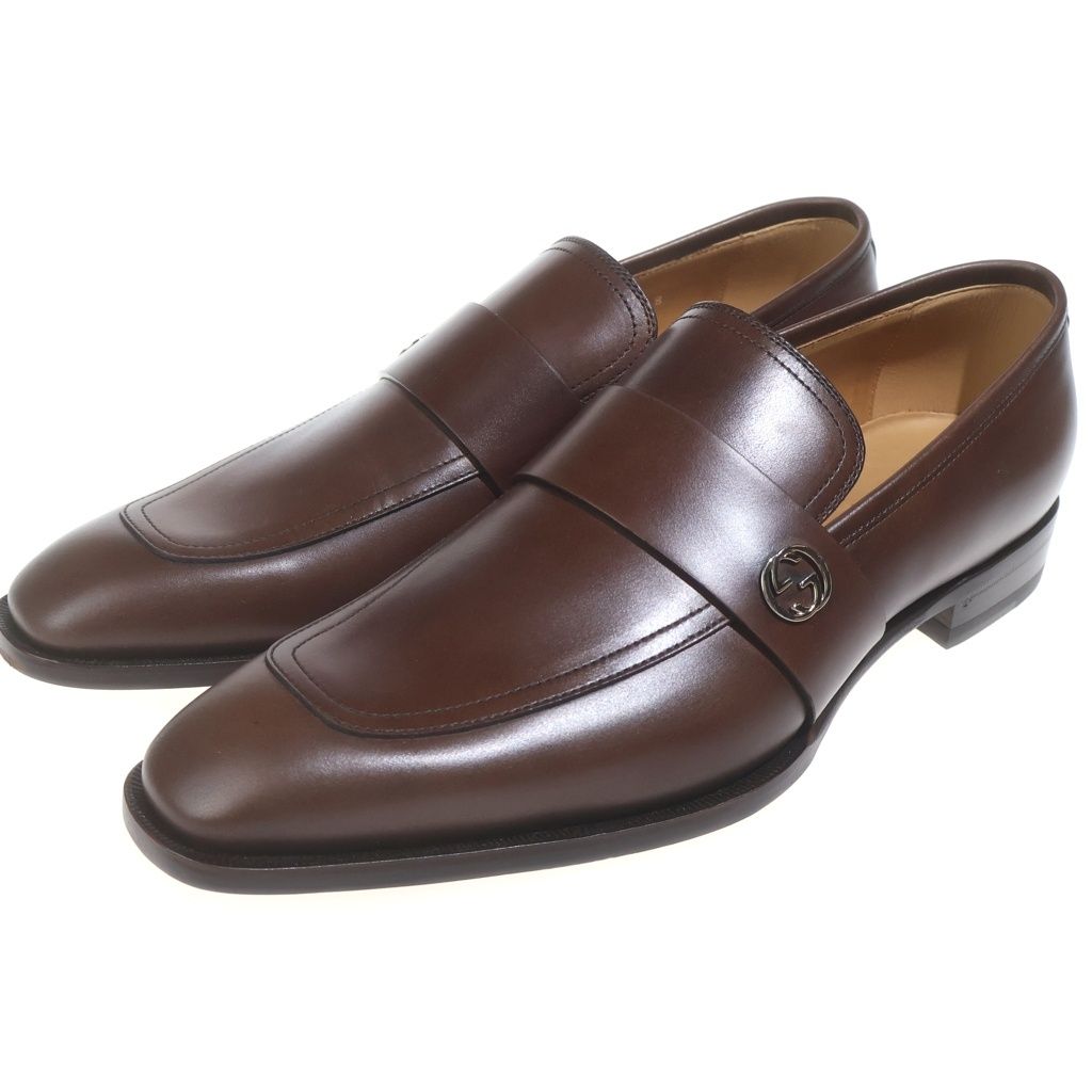 Gucci Interlocking Leather Shoes Loafers Brown — view 2