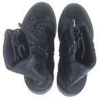 Celine Triomphe Lace Up Suede Nylon Side Zip Ankle Boots Black — view 4
