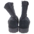 Celine Triomphe Lace Up Suede Nylon Side Zip Ankle Boots Black — view 3