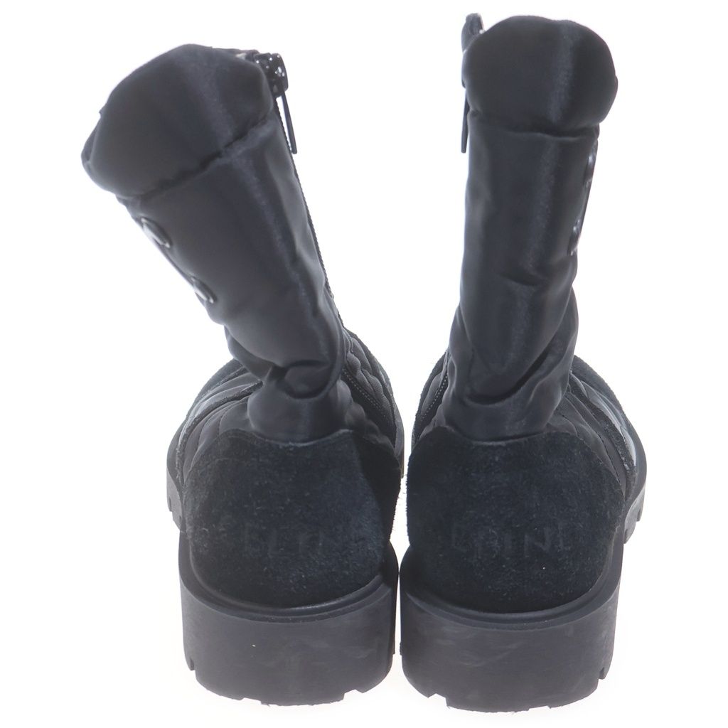 Celine Triomphe Lace Up Suede Nylon Side Zip Ankle Boots Black — view 3