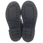 Fendi Logo Plate Side Zip Lace Up Leather Biker Boots Black — view 5