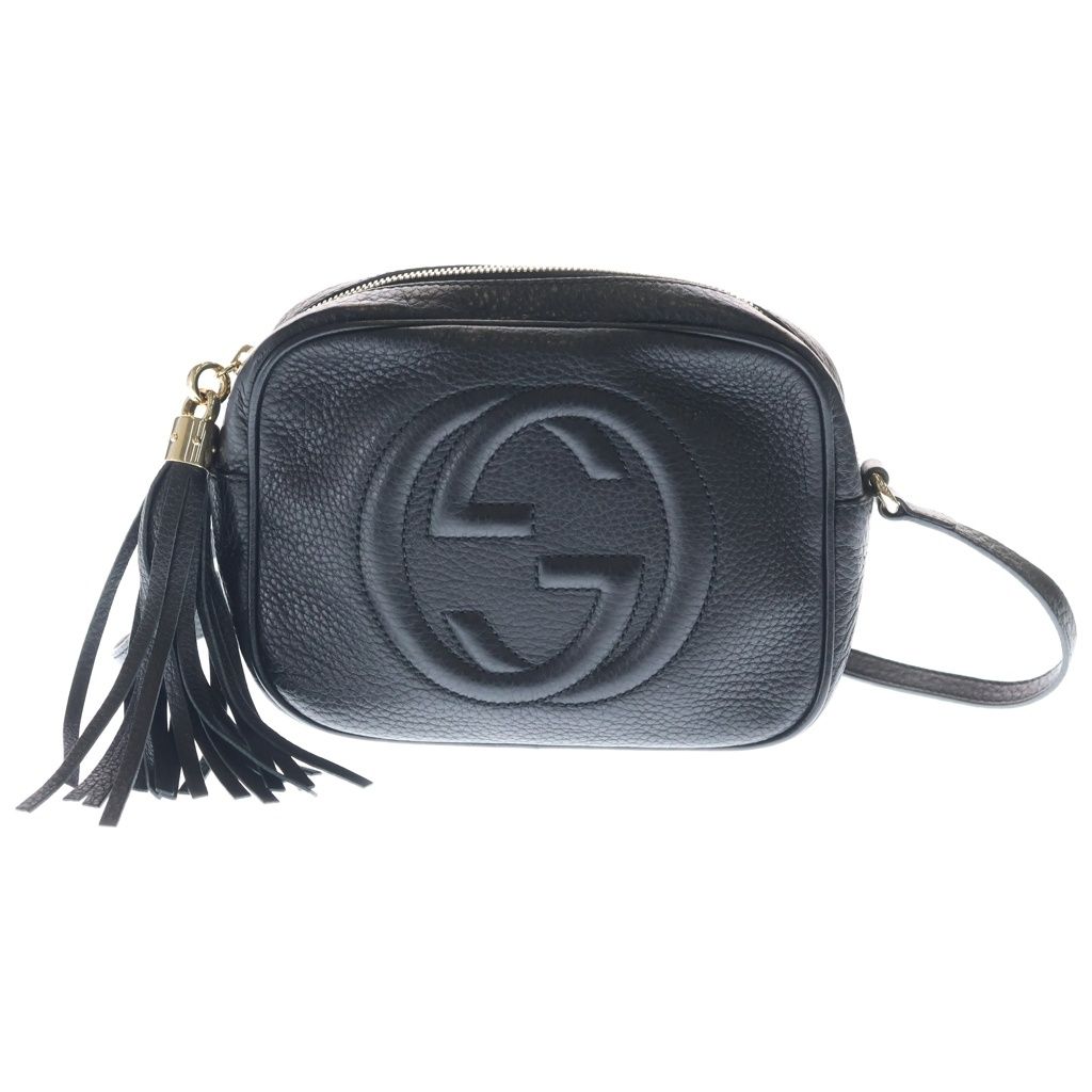 Gucci Soho Small Disco Leather Shoulder Bag Gold Black
