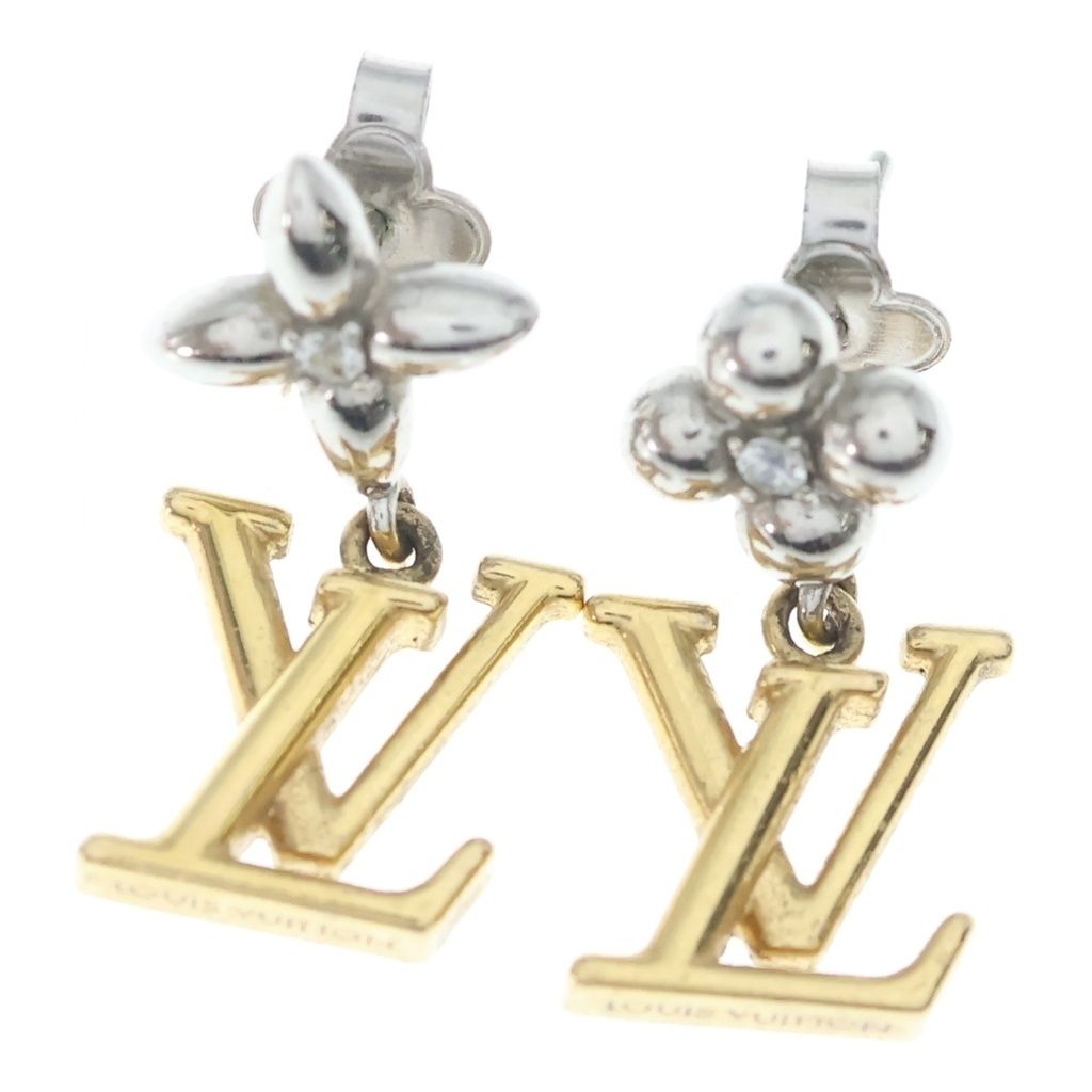 Louis Vuitton Pandant LV Iconic Flower Monogram Metal Zircon Earrings Gold