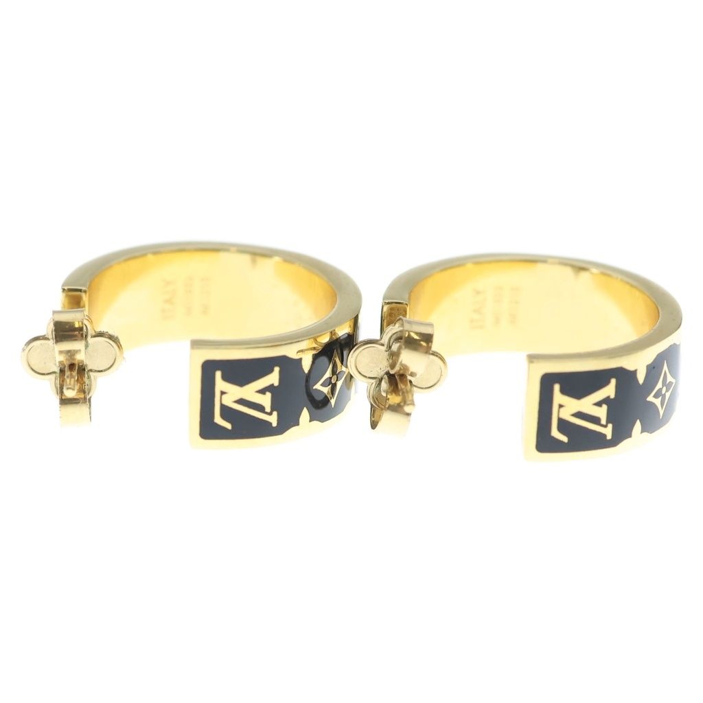 Louis Vuitton Earrings Nano Gram Enamel Black Gold — view 4