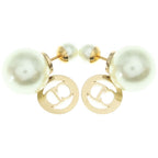 Dior Tribales Earrings Tribal Faux Pearl Stone Decoration Gold Both Ears — view 2