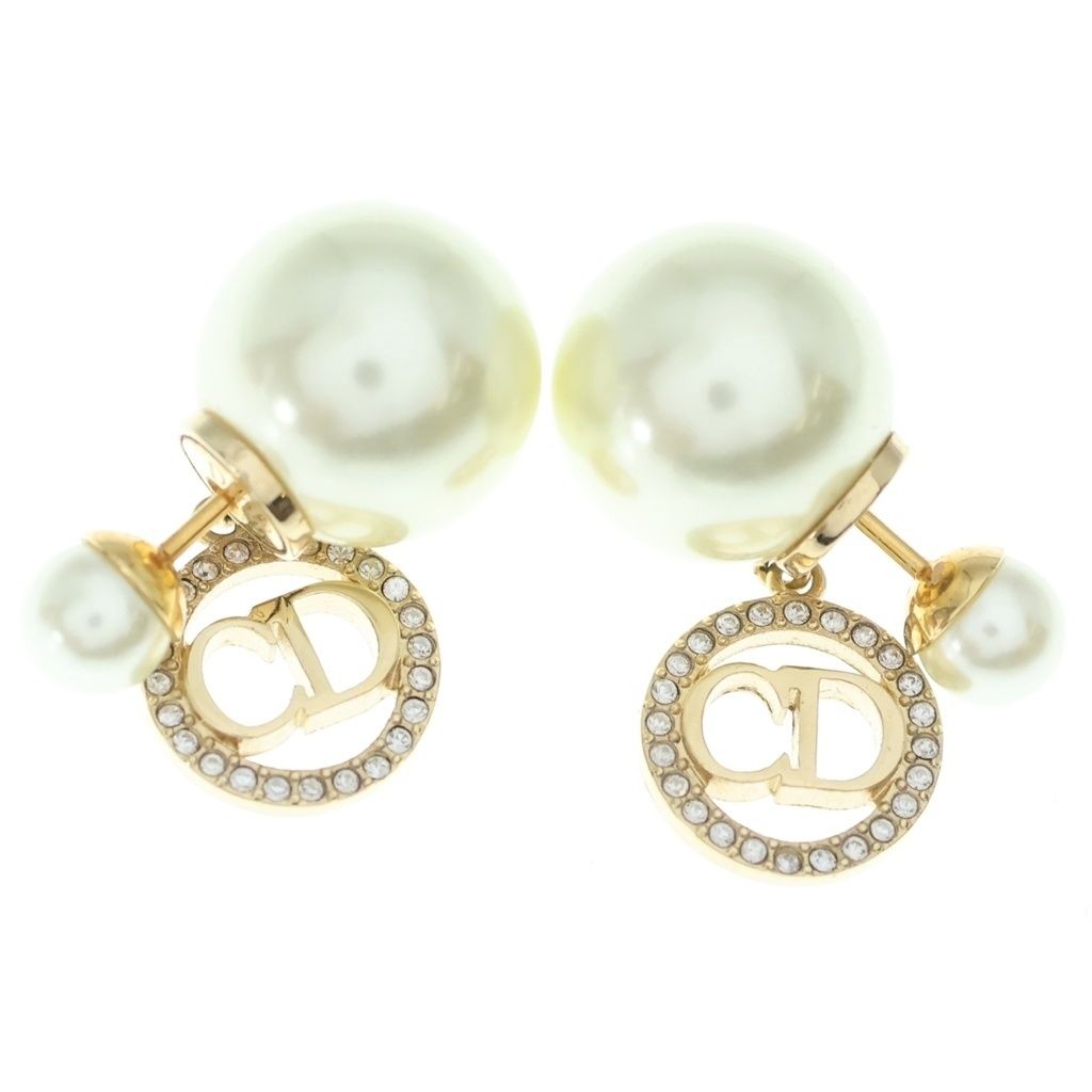 Dior Tribales Earrings Tribal Faux Pearl Stone Decoration Gold Both Ears