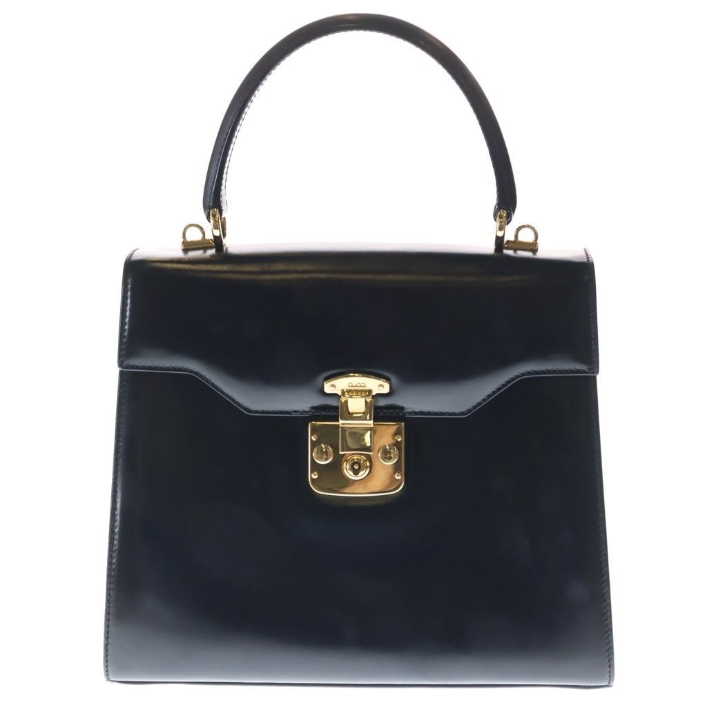Gucci Ladylock Handbag Black Leather Gold