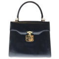 Gucci Ladylock Handbag Black Leather Gold
