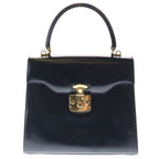 Gucci Ladylock Handbag Black Leather Gold