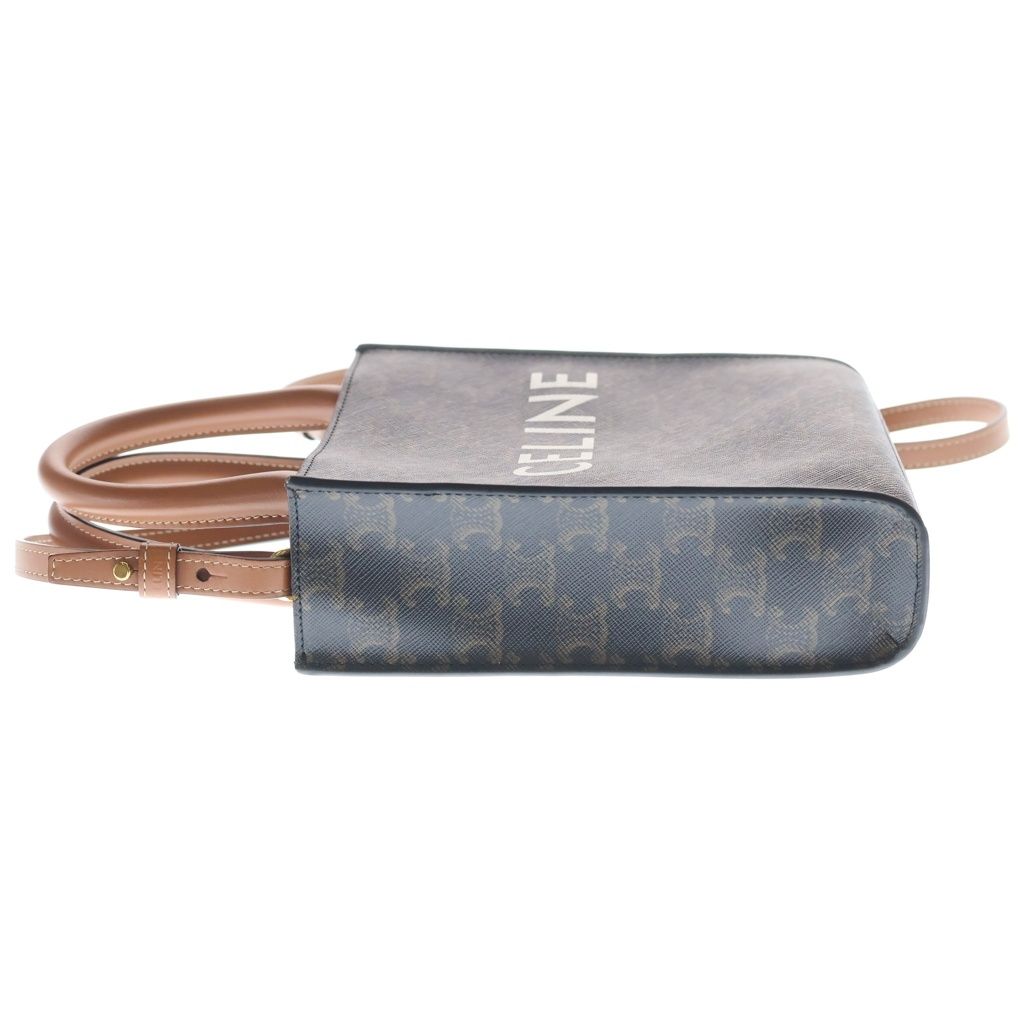Celine Triomphe Mini Vertical Cover 2-Way Mini Shoulder Bag Brown Leather Gold — view 3