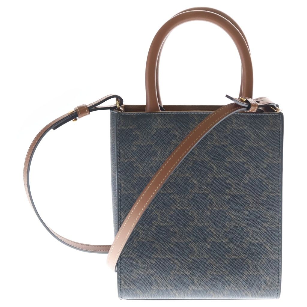 Celine Triomphe Mini Vertical Cover 2-Way Mini Shoulder Bag Brown Leather Gold — view 2