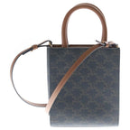 Celine Triomphe Mini Vertical Cover 2-Way Mini Shoulder Bag Brown Leather Gold — view 2