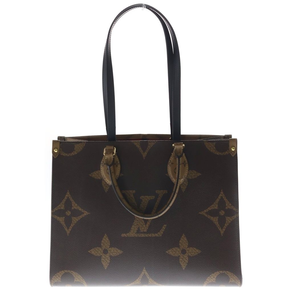 Louis Vuitton Monogram Giant Reverse On The Go MM Tote Brown Leather Gold
