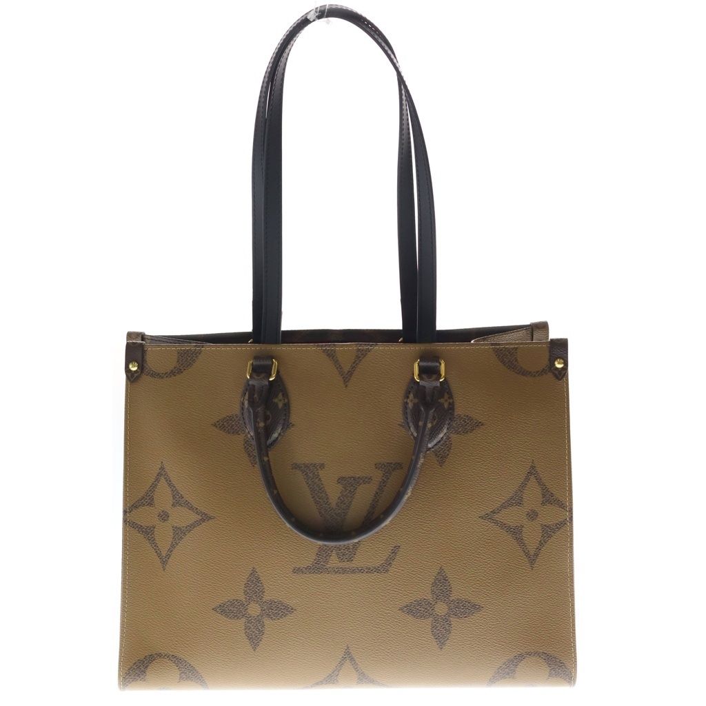 Louis Vuitton Monogram Giant Reverse On The Go MM Tote Brown Leather Gold — view 2