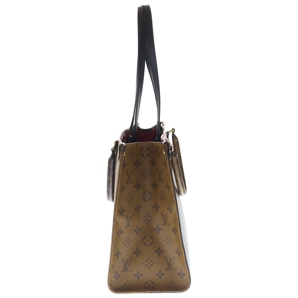 Louis Vuitton Monogram Giant Reverse On The Go MM Tote Brown Leather Gold — view 3