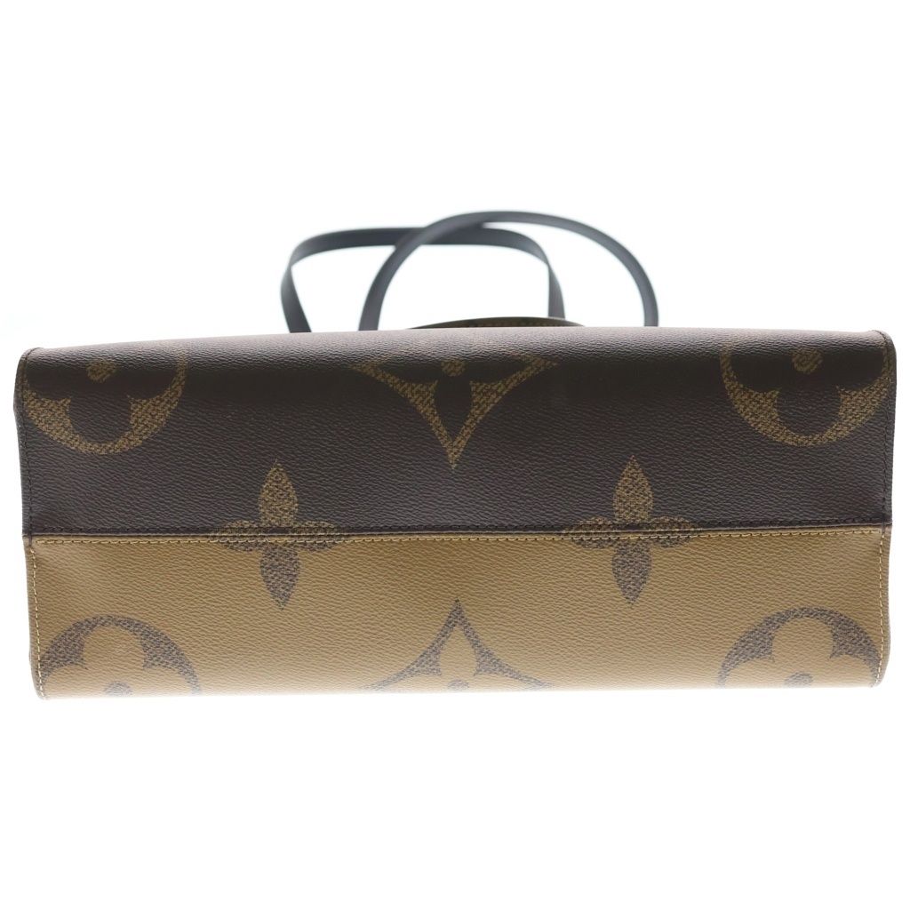 Louis Vuitton Monogram Giant Reverse On The Go MM Tote Brown Leather Gold — view 4