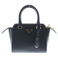 Prada Saffiano 2-Way Mini Bag Black Leather Gold
