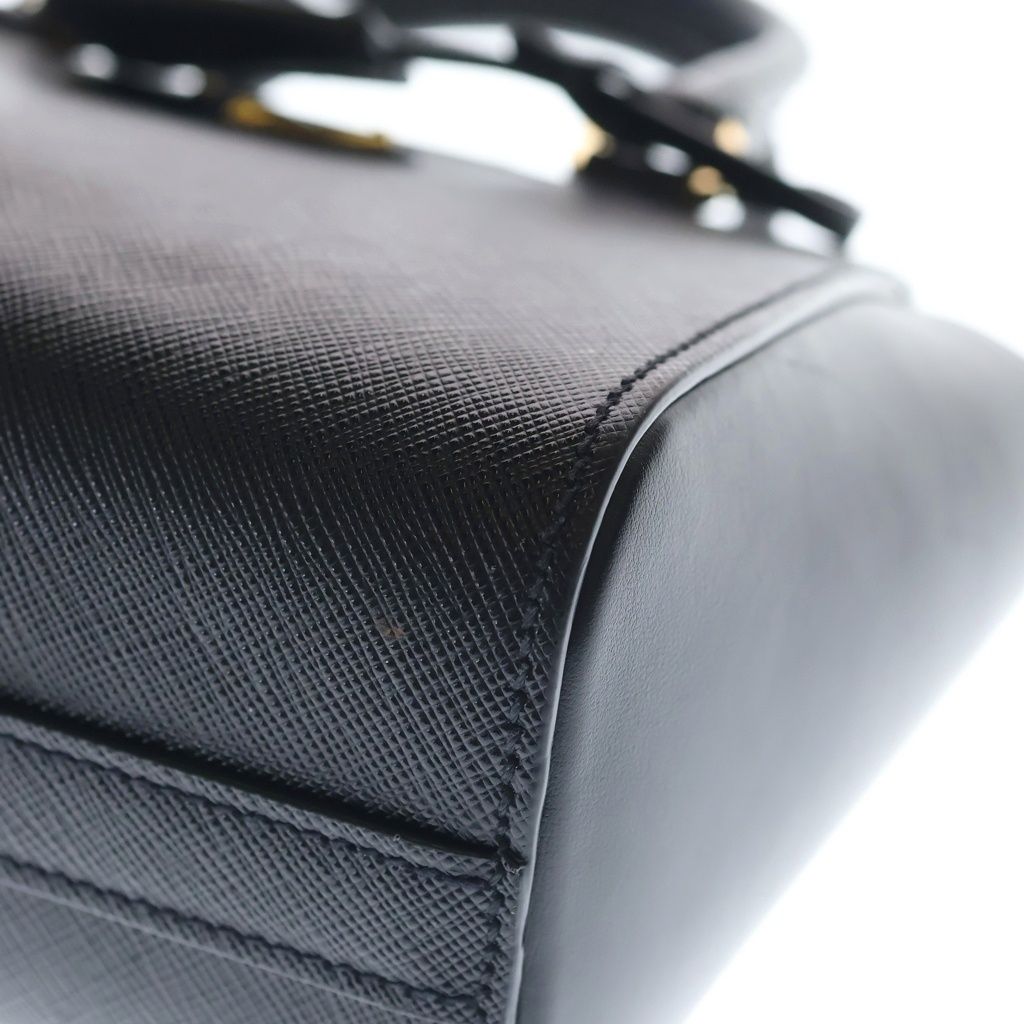 Prada Saffiano 2-Way Mini Bag Black Leather Gold — view 5