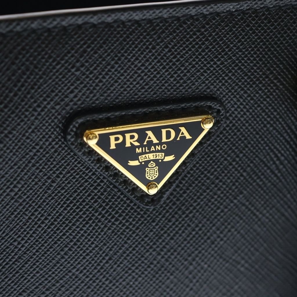 Prada Saffiano 2-Way Mini Bag Black Leather Gold — view 6